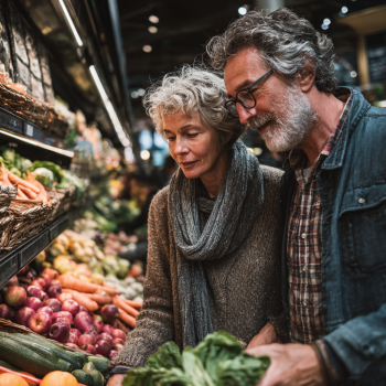 Літня жінка з свіжими овочами